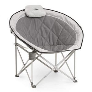 CORE 40025 Equipment Folding Oversized Padded Moon Round Saucer Chair with Carry Bag, Gray