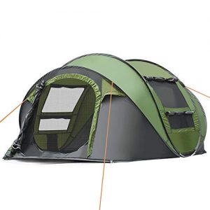 IC ICLOVER Camping Tents 3-4 Person Pop Up Family Tent [2 Door] [4 Mesh Windows] [Waterproof] 4 Season Automatic Setup Big Dome Shelter for Hiking Picnic Backpacking Travel Green