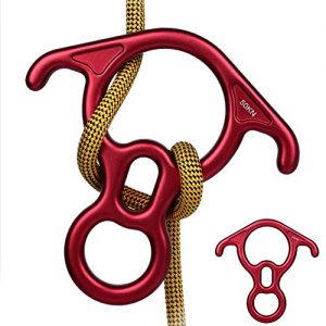 50KN Rescue Figure, 8 Descender Large Bent-Ear Belaying and Rappelling Gear Belay Device Climbing for Rock Climbing Peak Rescue 7075 Aluminum Alloy