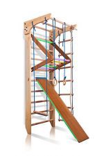 Wall Bars KN-03-220, 87 in Wooden Swedish Ladder Set: Pull Up Bars, Rings, Trapeze, Plank, Horizontal Bars, and Rope Ladder for Training and Physical Therapy - Used in Homes, Gyms, Clinic, and Schools