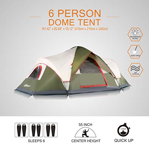 6 Person Tents for Family Camping, Quick Easy Set Up, Instant Pop Up ...