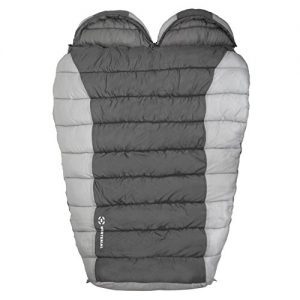 Winterial Double Mummy Sleeping Bag for Camping, Backpacking and Hiking, Cold Weather 2 Person Double Sleeping Bag Queen Size Waterproof Sleeping Bag for Adults, Teens