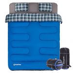KingCamp 25 F/-4C Double Sleeping Bag 3-in-1 Spacious Airbed Fitted Cotton Bedding with Two Cotton Pillows