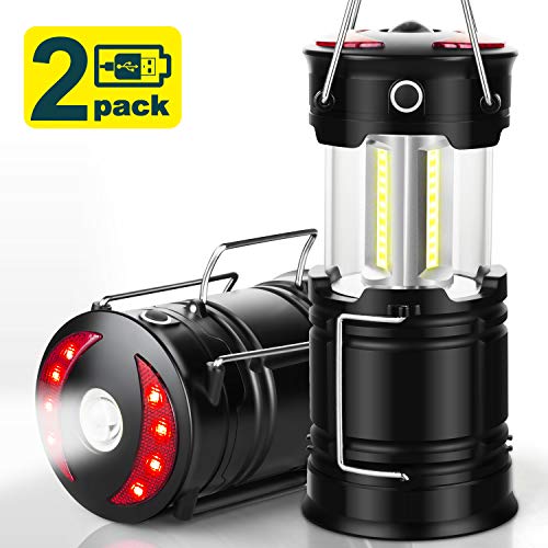 EZORKAS 2 Pack Camping Lanterns, Rechargeable Led Lanterns, Hurricane Lights with Flashlight and Magnet Base for Camping, Hurricane, Hiking, Emergency, Outage