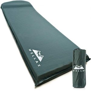 WELLAX UltraThick FlexFoam Sleeping Pad - Self-Inflating 3 Inches Camping Mat for Backpacking, Traveling and Hiking - 3inch Thickness for Better Stability & Support