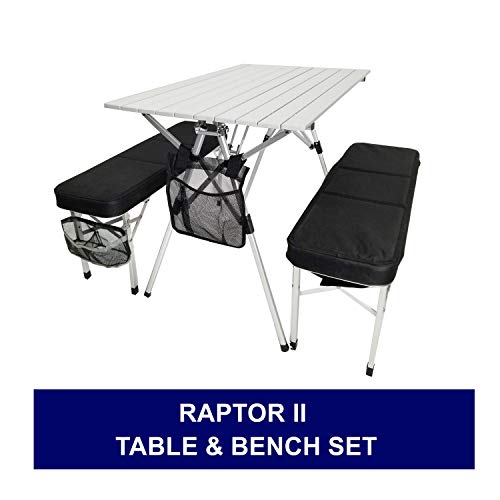 SAME DAY SHIPPING--Oasis RAPTOR II Deluxe Compact Table & Bench Set-HEAVY DUTY STYLE-Unique Lightweight SUITCASE STYLE Design-MILITARY GRADE ALUMINUM-10 Years Warranty