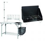 Acme Communications Ozark Trail Portable Camp Kitchen and Sink Table with Lantern Pole Bundle with Ozark Trail Propane Fold-Up 2-Burner Camp Stove
