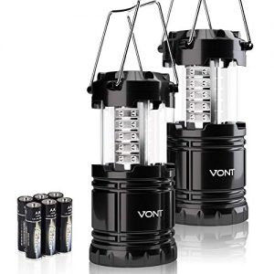 Vont 2 Pack LED Camping Lantern, Super Bright Portable Lanterns, Must Have During Hurricanes, Emergencies, Storms, Outages, Original Patented Collapsible Camping Lights/Lamp (Includes Batteries)