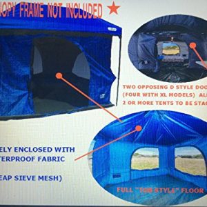 The Original-Authentic Standing Room Family Cabin Tent 8.5 FEET OF HEAD ROOM 2 or 4(XL models)Big Screen Doors Fast Easy SetUp,Fits Most 10x10 STRAIGHT Leg Canopy,FULL FLOOR, CANOPY FRAME NOT INCLUDED