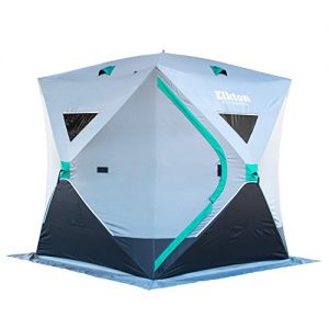 Elkton Outdoors Portable 3-8 Person Ice Fishing Tent with Ventilation Windows and Carry Pack, Ice Fishing Shelter Includes Tent, Carry Pack, Ice Anchors and Storage Compartments