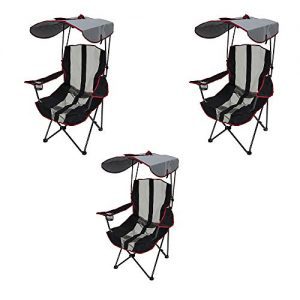 Kelsyus Premium Canopy Foldable Outdoor Lawn Chair with Cup Holder, Red (3 Pack)