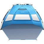 OutdoorMaster Pop Up Beach Tent XL - Easy Setup, Portable 3-4 Person Tall Beach Shade Folding Sun Shelter with UPF 50+ UV Protection Removable Skylight Family Size