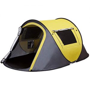XINQIU 2 Persons Waterproof Camping Tent, Automatic Pop Up Tent for Outdoor, Hiking, Traveling, Backpacking (Yellow)