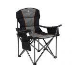 ALPHA CAMP Oversized Camping Folding Chair Heavy Duty Support 450 LBS Oversized Steel Frame Collapsible Padded Arm Chair with Cup Holder Quad Lumbar Back Chair Portable for Outdoor