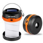 HISVISION Solar Powered LED Camping Lantern, Collapsible Design Solar or USB, Chargeable Emergency Power Bank, Portable 4 Modes Emergency LED Lights for Camping Hiking Fishing Tent