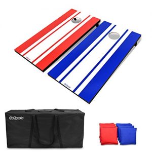 GoSports Classic Cornhole Set - Includes 8 Bean Bags, Travel Case and Game Rules (Choose between American Flag, Football, Rustic, and Classic Designs)