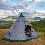 Winterial 6-7 Person Teepee Tent, 12' x 12' for Family Camping or Festivals with Windows and Mesh Vents, Pack Weight 15 Pounds (lbs), Includes Stakes, Poles, Rain-Cap, Stabilizer