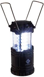 Etekcity CL10 Portable LED Camping Lantern Flashlight with 3 AA Batteries-Survival Light for Emergency, Hurricane, Outage (Black, Collapsible)