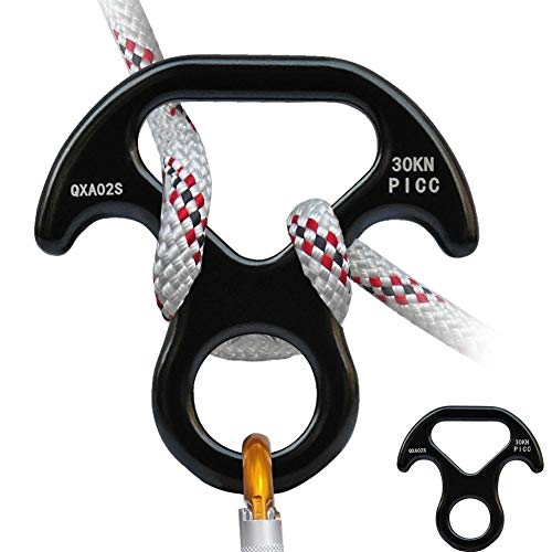 30KN Rescue Figure, 8 Descender Large Bent-Ear Belaying and Rappelling Gear Belay Device Climbing for Rock Climbing Peak Rescue Aluminum-Magnesium Alloy