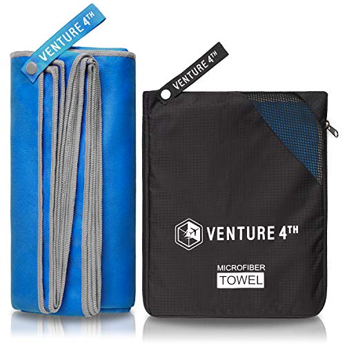 VENTURE 4TH Quick Dry Travel Towel - Fast Drying Ultra Soft Microfiber Towels - Essential for Camping, Backpacking, Yoga, Swimming, Gym, Sports and Beach - 3 Compact Sizes