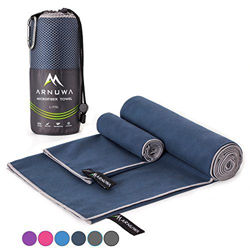 ARNUWA Microfiber Travel Towel Set - Quick Dry Ultra Absorbent Compact - Great for Camping, Hiking, Yoga, Sports, Swimming, Backpacking, Beach, Gym & Bath
