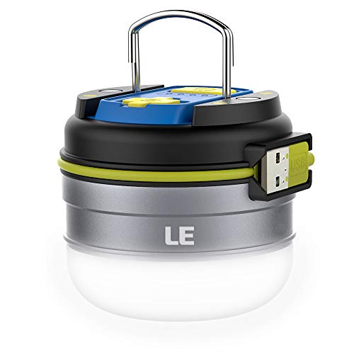 LED Camping Lantern Rechargeable, 280LM, 3 Light Modes, 3000mAh Power Bank, Waterproof, Perfect Mini Flashlight with Magnetic Base for Hurricane Emergency, Outdoor, Hiking, Home and Car by LE