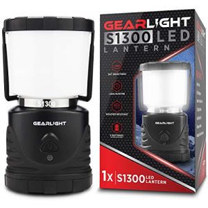 GearLight LED Camping Lantern S1300 - Up to 72 Hours Battery Powered Light - Best Outdoor, Camp, Tent, Hurricane, and Emergency Lanterns