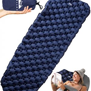 WELLAX Ultralight Air Sleeping Pad - Inflatable Camping Mat for Backpacking, Traveling and Hiking Air Cell Design for Better Stability & Support - Best Sleeping Pad