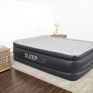 SleepLux Queen Air Mattress with Built-in AC Pump | 22" Raised Inflatable Airbed | Includes Built-in Pillow and USB Charge Port | Best Back and Shoulder Support | Durable Tritech Material