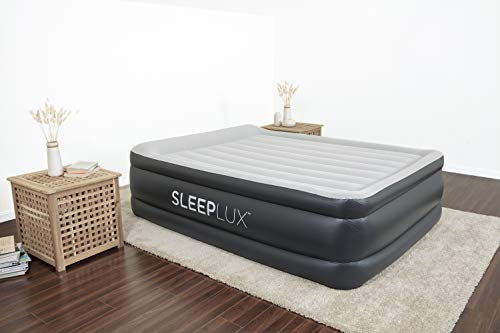 SleepLux Queen Air Mattress with Built-in AC Pump | 22" Raised Inflatable Airbed | Includes Built-in Pillow and USB Charge Port | Best Back and Shoulder Support | Durable Tritech Material