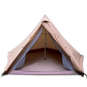 GEERTOP Teepee Camping Tent 4-6 Person Double Layer Family Tents for Outdoor Hiking Travel - One Pole Easy Set Up Tent