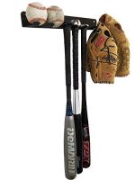 ALPHA BAT RACK (HOLDS 7 BATS) Fence & Wall Mounted STEEL Baseball / Softball Bat Rack / Bat Hooks for Fences and Concrete- Heavy Duty Rack for Baseball Storage and Organization (HARDWARE INCLUDED)