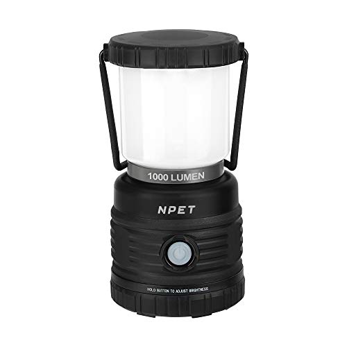 NPET LED Camping Lantern Rechargeable, 1000LM, 4 Light Modes, 4000mAh Power Bank USB Cycle Charging, IPX4 Waterproof, Perfect Lantern Flashlight for Hurricane Emergency, Hiking, Home and More