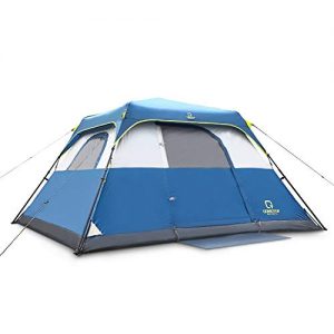 QOMOTOP Camping Tents, 4/6/8/10 People Instant Set Up Within 1 Minute Tent Equipped with Rainfly and Carry Bag, Water-Proof Pop up Tent with Electric Cord Acess, Light Weight Cabin Style Tent