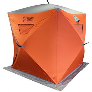 Trophy Strike Ice Shelter - Three Person, Durable, Flame Retardant Shell with Windows