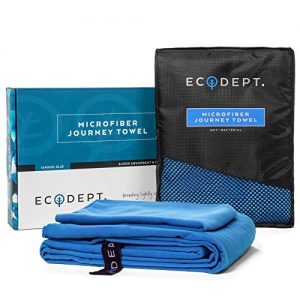ECOdept Microfiber Travel Towel ~ Super Absorbent & Quick Dry ~ Essential Backbacking, Camping, Gym, Sports, Swimming & Beach Gear ~ Large 52" x 32" with Free Hand Towel in Gift Box