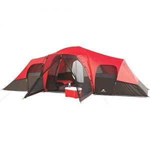 OZARK Trail Family Cabin Tent (Red/Black, 10 Person)
