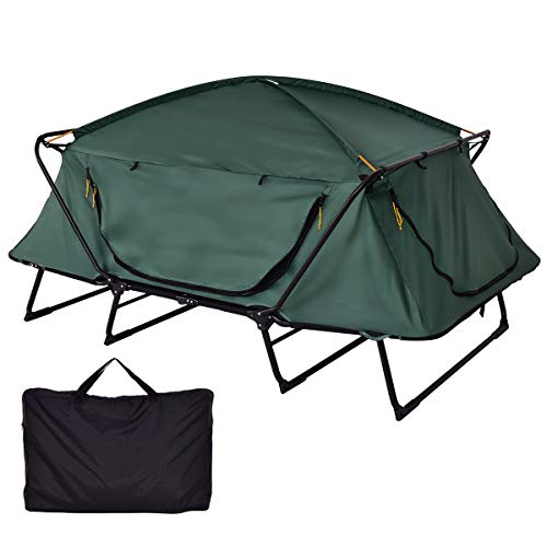 GYMAX Tent Cot 2 Person Foldable Camping Waterproof Shelter with Window Carry Bag 