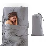 Bedsure Sleeping Bag Liner - Lightweight Travel Sheets for Hotels, Youth Hostels - Adult Sleep Sack Camping Sheet with Zipper on The Bottom, Soft Washed Microfiber, 43×83 inches, Grey