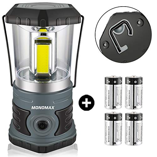 Monomax LED Camping Lantern 4D Batteries(Included) 1500 Lumen Brightness COB Camping Light Perfect for Hiking Camping Emergency Kit