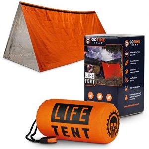 Go Time Gear Life Tent Emergency Survival Shelter - 2 Person Emergency Tent - Use As Survival Tent, Emergency Shelter, Tube Tent, Survival Tarp - Includes Survival Whistle & Paracord