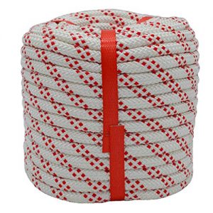 YUZENET Static Rock Climbing Rope 100 Feet 3/8 Inch Outdoor Safety Fire Escape Rope Rappelling Rope, White/Red