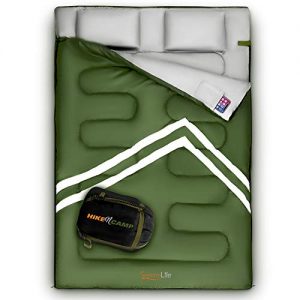 SereneLife Backpacking Sleeping Bag Camping Gear - Double Sleeping Bag for Adults/Teens W/ 2 Pillows, Bag - Outdoor Lightweight Weather Proof Sleeping Bags for Camping, Backpacking, Hiking SLSBX9