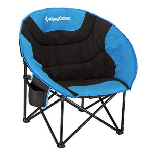 KingCamp Moon Saucer Camping Chair Cup Holder Steel Frame Folding Padded Round Portable Stable with Carry Bag