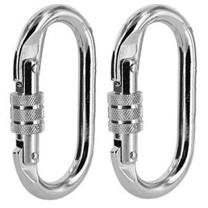 MEABEN Set of 2 Climbing Carabiner - Rated Carabiner Keychain Hook O Ring Clips | Heavy Duty Locking Carabiner for Climbing, Rigging, Ropes, Hammocks, Camping