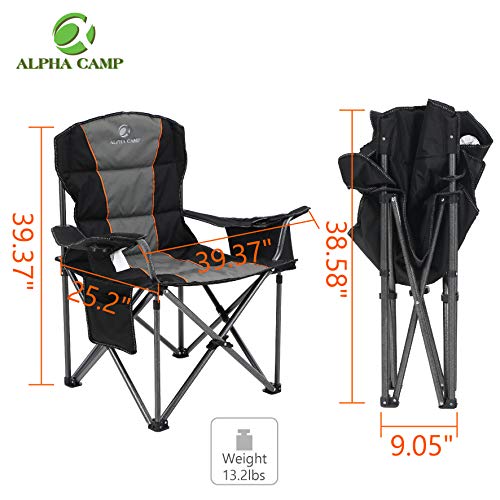 ALPHA CAMP Oversized Camping Folding Chair Heavy Duty Support 450 LBS 