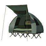 Tangkula 2-Person Outdoor Camping Tent Cot, Foldable Camping Tent with Air Mattress & Sleeping Bag, Waterproof Elevated Camping Tent with Carry Bag, Portable Camping Tent Cot