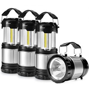 Odoland COB 4 Packs LED Lanterns, 300 Lumen LED Camping Lantern Handheld Flashlights, Camping Gear Equipment, Survival Kit for Emergency, Outdoor Hiking, Camping Supplies, Hurricanes, Outages
