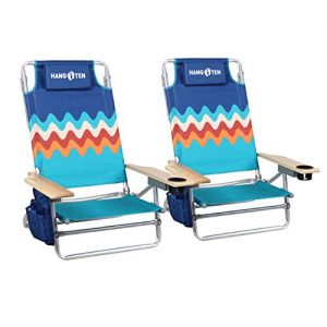 Beach Chairs Folding Lightweight (2-Pack) Backpack Camping Chair Folding 5-Position Layflat Portable Arm Chairs with Towel Bar, Supports 250 LBS