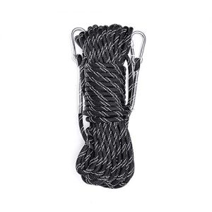 Static Reflective Outdoor Rock Climbing Rope with Carabiner(s), Tree Climbing Gear for Outdoor Activities, 10mm Heavy Duty Mountain Equipment & 30m(98 ft) Emergency Fire Safety Braided Ropes